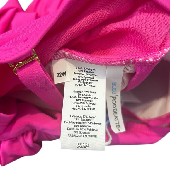 Bleu by Rod Beattie Molded-Cup One-Piece Swimsuit Pink Women Plus Size 22W NWT - Picture 6 of 7